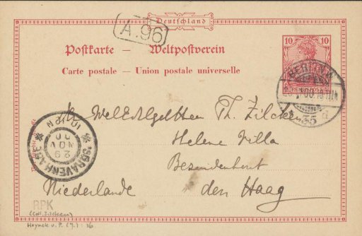 Postcard to Philip Zilcken
