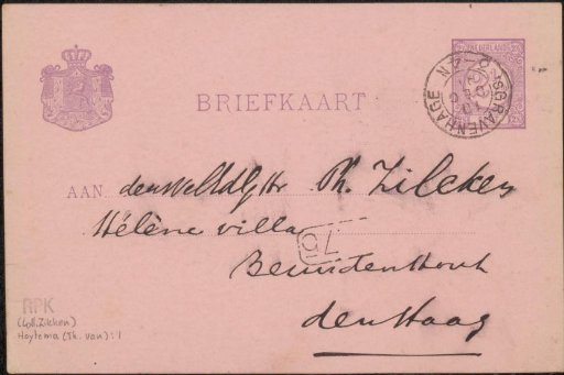 Postcard to Philip Zilcken