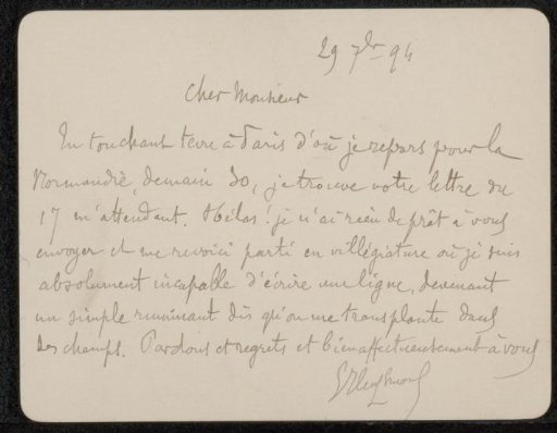 Letter to Philip Zilcken