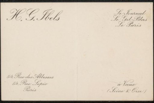 Calling card to Philip Zilcken