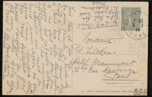 Postcard to Philip Zilcken