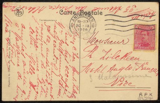 Postcard to Philip Zilcken