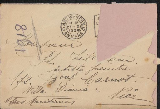 Envelope to Philip Zilcken