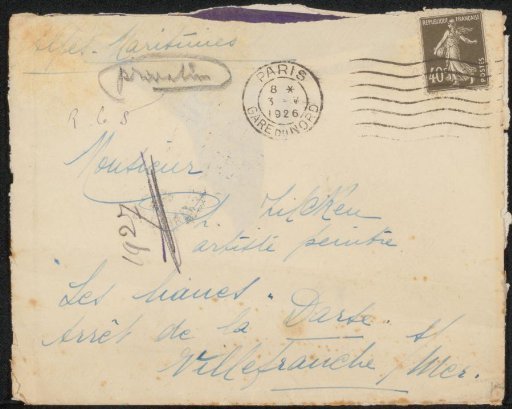 Envelope to Philip Zilcken