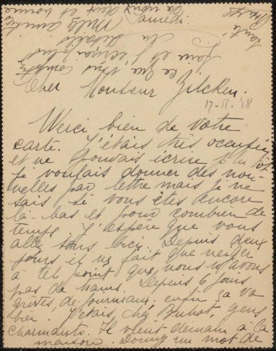 Postcard to Philip Zilcken