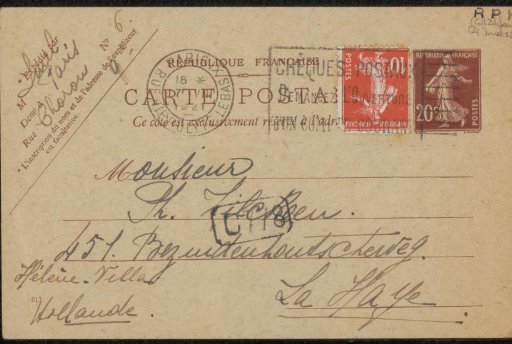 Postcard to Philip Zilcken