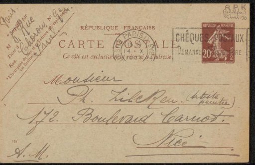 Postcard to Philip Zilcken