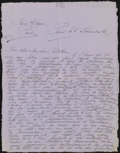 Letter to Philip Zilcken