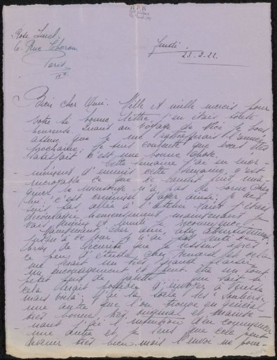 Letter to Philip Zilcken