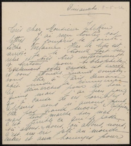 Letter to Philip Zilcken