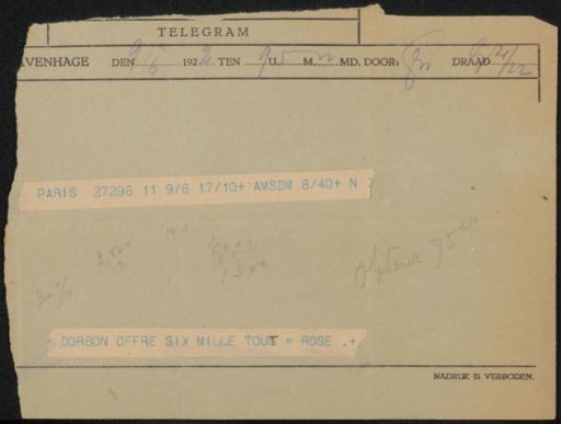Telegram to Philip Zilcken