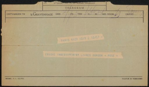 Telegram to Philip Zilcken