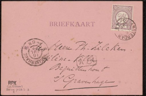 Postcard to Philip Zilcken