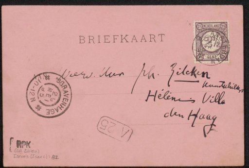 Postcard to Philip Zilcken