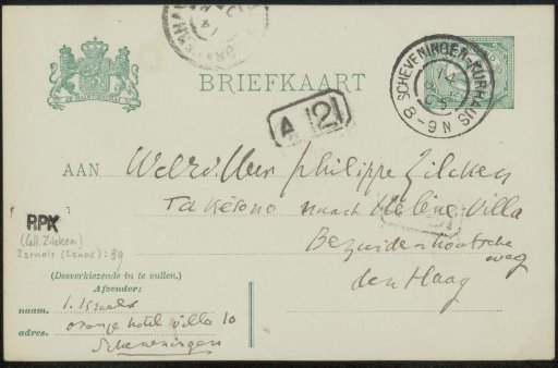 Postcard to Philip Zilcken