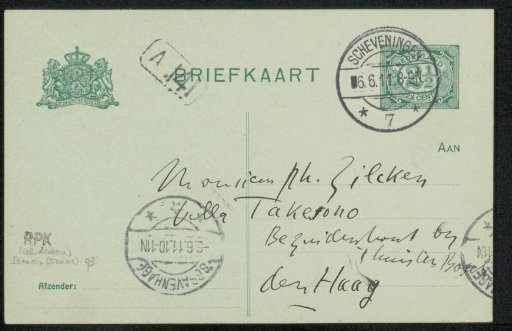 Postcard to Philip Zilcken