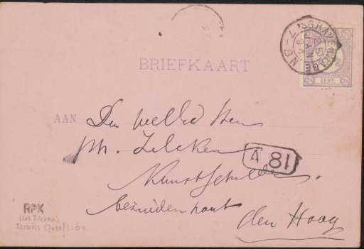 Postcard to Philip Zilcken