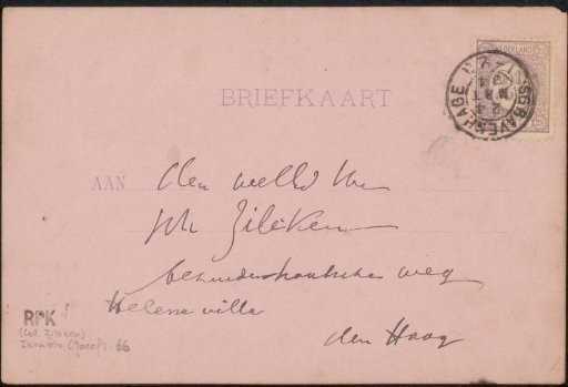 Postcard to Philip Zilcken