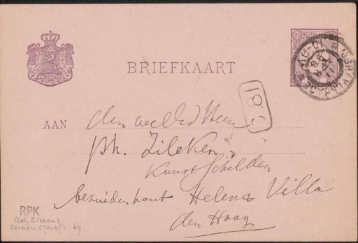 Postcard to Philip Zilcken