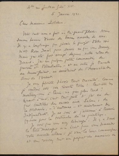 Letter to Philip Zilcken
