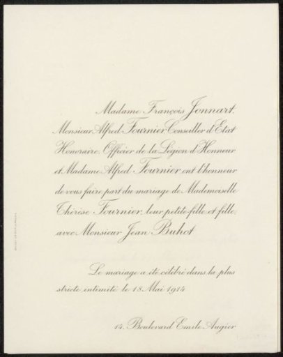 Wedding announcement to Philip Zilcken