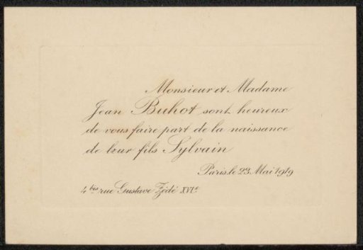 Birth announcement to Philip Zilcken