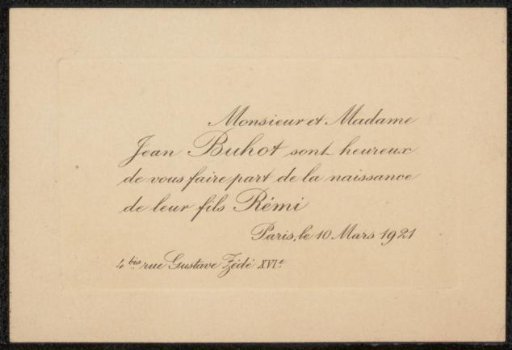 Birth announcement to Philip Zilcken