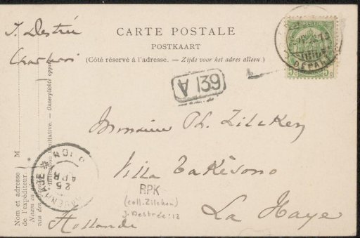 Postcard to Philip Zilcken