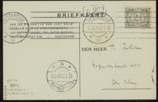 Postcard to Philip Zilcken