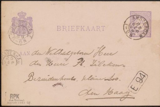 Postcard to Philip Zilcken