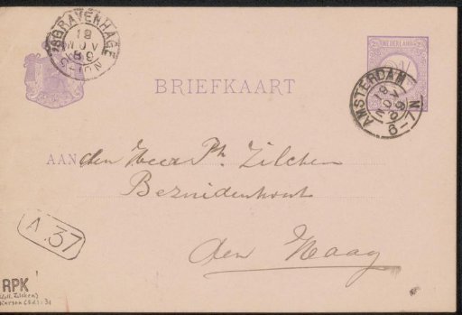 Postcard to Philip Zilcken