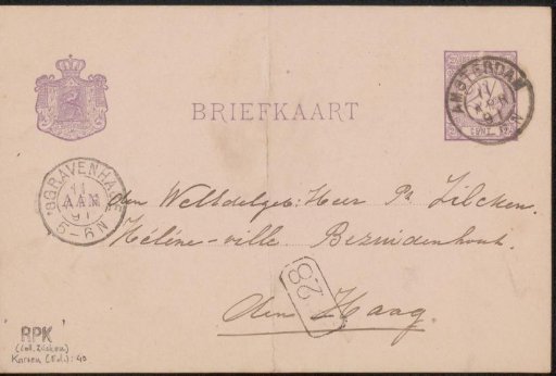 Postcard to Philip Zilcken