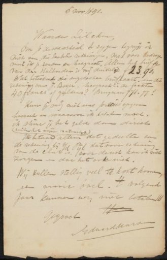 Letter to Philip Zilcken