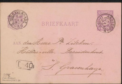 Postcard to Philip Zilcken
