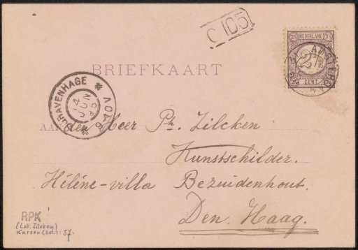 Postcard to Philip Zilcken