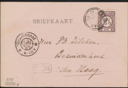 Postcard to Philip Zilcken