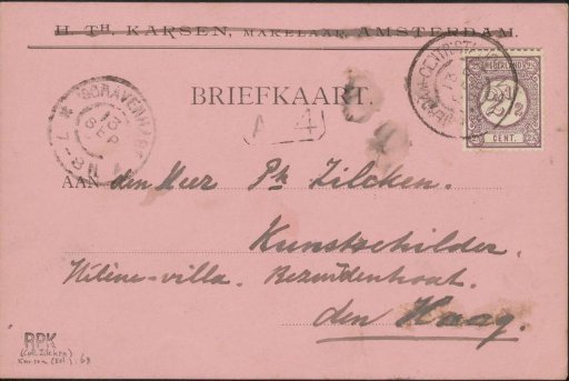 Postcard to Philip Zilcken