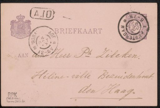 Postcard to Philip Zilcken