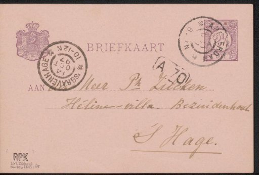 Postcard to Philip Zilcken