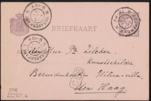 Postcard to Philip Zilcken