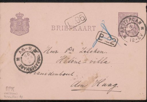 Postcard to Philip Zilcken