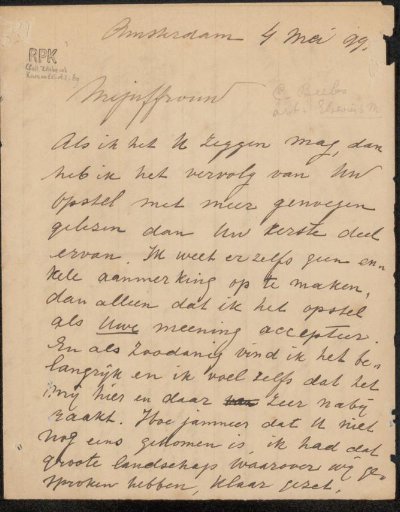 Letter to Caroline Beeloo