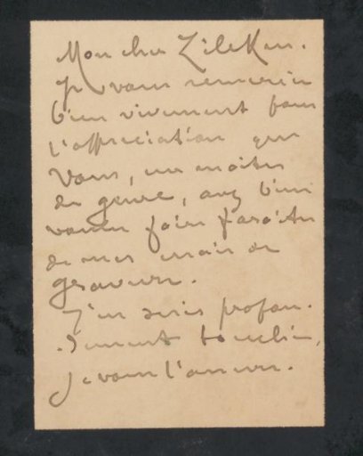 Letter to Philip Zilcken