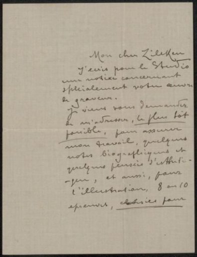 Letter to Philip Zilcken