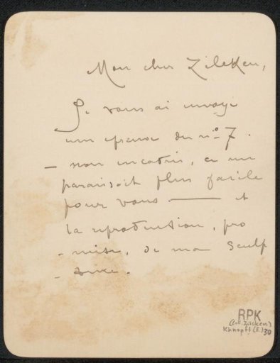 Letter to Philip Zilcken