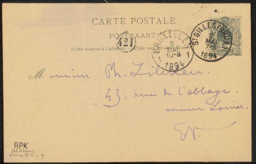 Postcard to Philip Zilcken