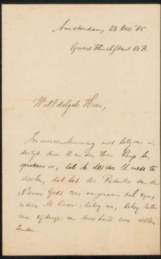 Letter to Philip Zilcken