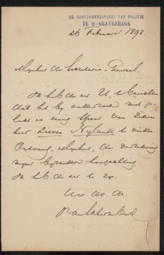 Letter to Philip Zilcken