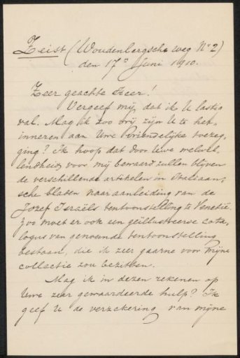 Letter to Philip Zilcken