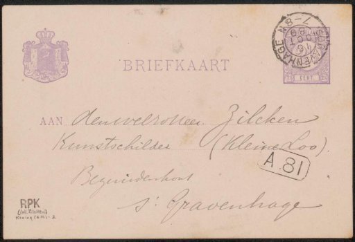 Postcard to Philip Zilcken